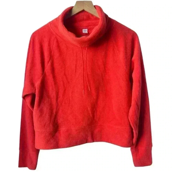 Old Navy Active Coral Cropped Microfleece Funnel-Neck Sweatshirt | Size Small - Picture 1 of 8